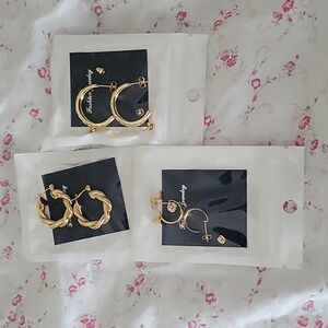 NWT 3 Gold hoop earrings set